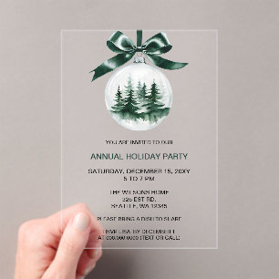 Christmas Pine Tree Ornament Holiday Party Acrylic Invitations