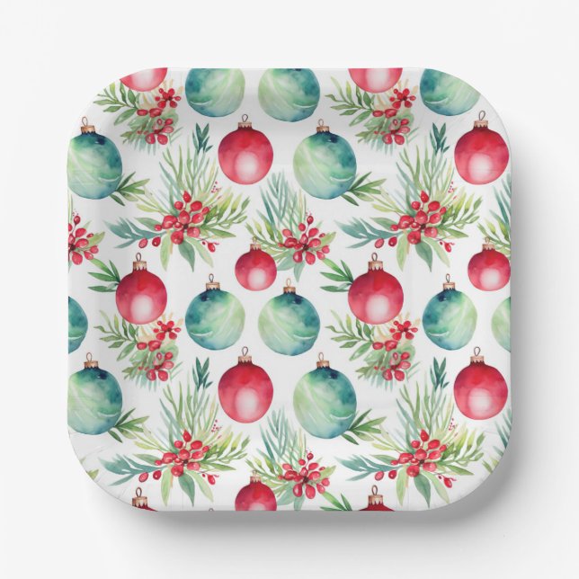 Christmas Pine Tree Ornaments  Paper Plate (Front)