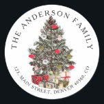 Christmas Pine tree return address label<br><div class="desc">Return address label featuring a gorgeous watercolor Christmas pine tree.</div>