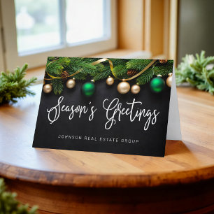 Christmas Pine Tree Season's Greetings Business Holiday Card