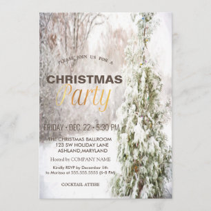 Christmas Pine Tree Snow Corporate Christmas Party Invitation