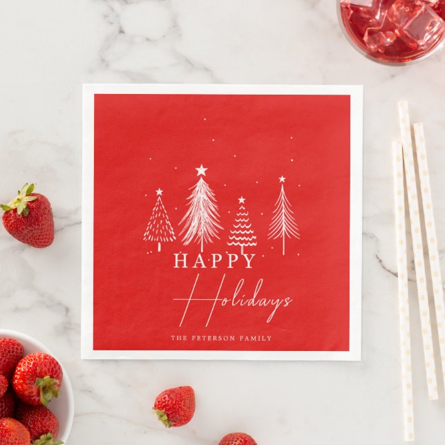 Christmas Pine Tree Vector Happy Holidays  Napkin (Insitu)
