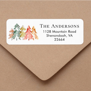 Christmas Pine Tree Watercolor Return Address