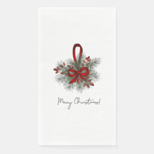 Christmas Pine with Red Bow  Napkin