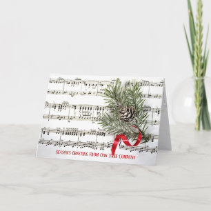 Christmas pine with red ribbon business card