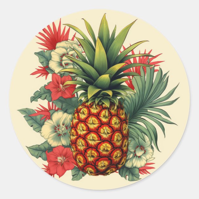 Christmas Pineapple Classic Round Sticker (Front)