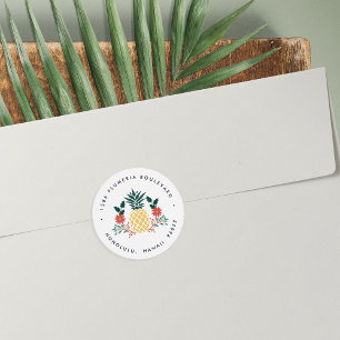Christmas Pineapple   Holiday Return Address Classic Round Sticker