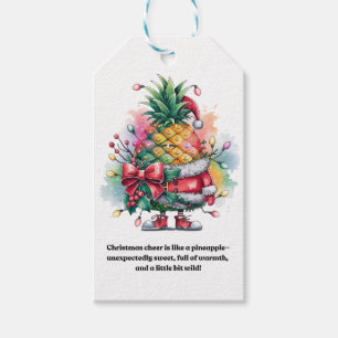 Christmas pineapple tree watercolor gift tags
