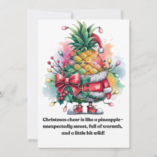 Christmas pineapple tree watercolor holiday card