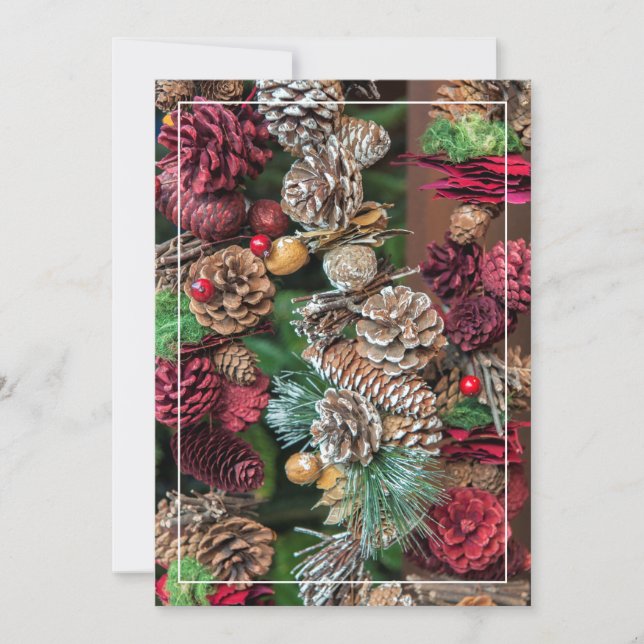 Christmas Pinecone Decorations Holiday Card (Front)