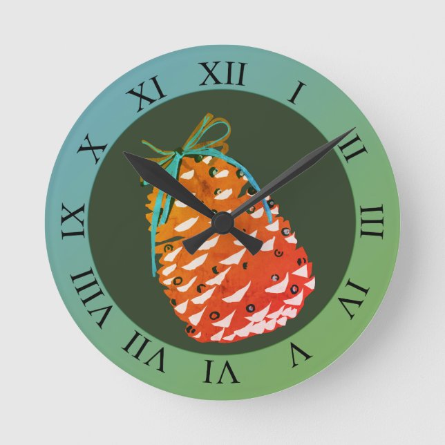 Christmas  Pinecones Round Clock (Front)
