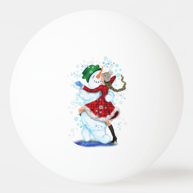 Christmas Ping Pong Balls Snowman and Girl Dance (Front)