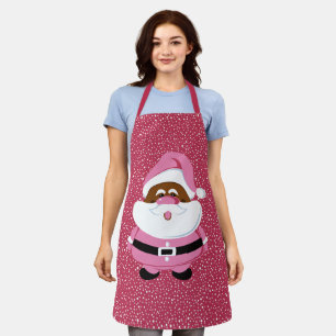Christmas pink African-American Santa Claus Apron