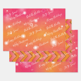 Christmas Pink and Orange Pattern Wrapping Paper