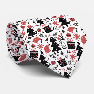 Christmas Pink Black Pattern Holidays Tie