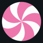 CHRISTMAS PINK CANDY CLASSIC ROUND STICKER<br><div class="desc">Christmas candy part of the cute cookies and cocoa christmas collection</div>