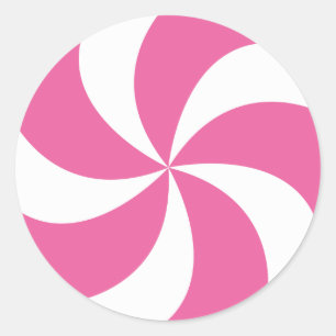 CHRISTMAS PINK CANDY CLASSIC ROUND STICKER