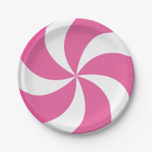 CHRISTMAS PINK CANDY PAPER PLATE