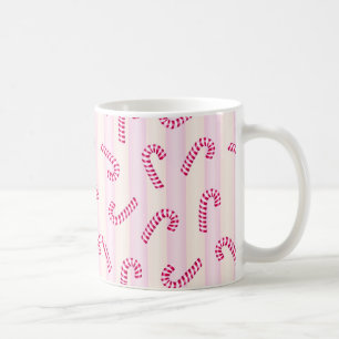 Christmas Pink Candycanes Pattern Coffee Mug