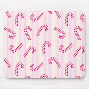 Christmas Pink Candycanes Pattern Mouse Mat