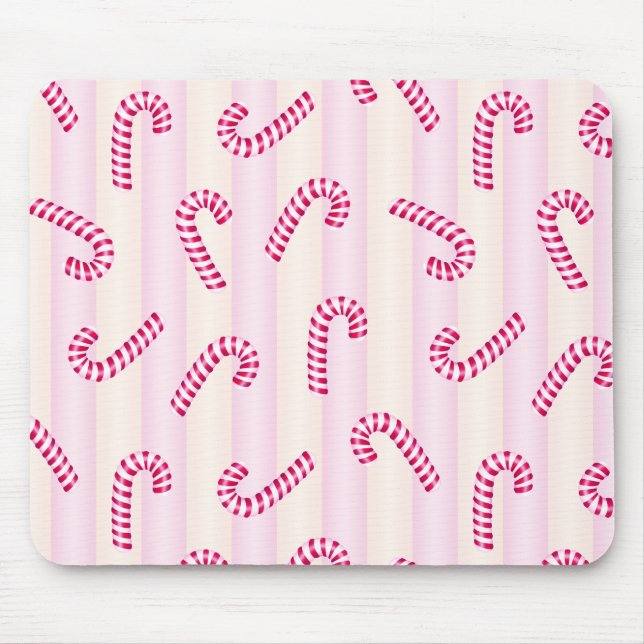 Christmas Pink Candycanes Pattern Mouse Mat (Front)