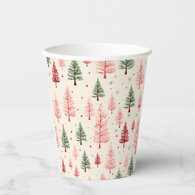 Christmas pink cup. paper cups (Front)