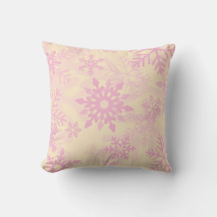 Christmas Pink Dancing Snowflakes  Pillow