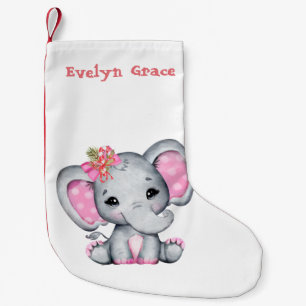 Christmas Pink Elephant Small Christmas Stocking