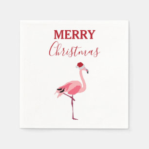 Christmas Pink Flamingo Bird with Santa Hat  Napkin