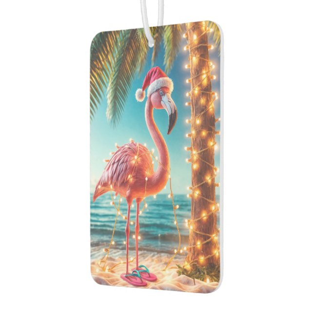 Christmas Pink Flamingo In Tangled Lights Car Air Freshener (Left)
