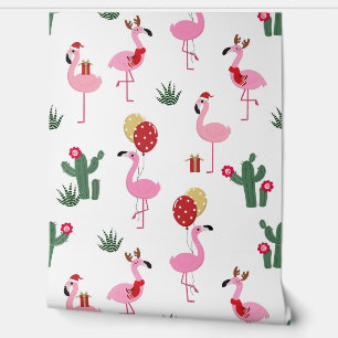Christmas Pink Flamingo Party   Holidays Wallpaper