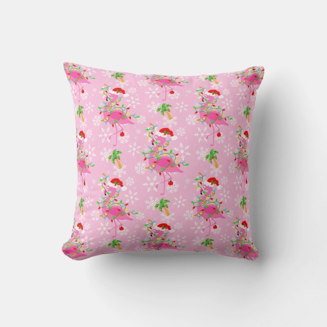 Christmas Pink Flamingo Pattern Cushion (Front)