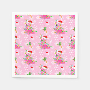 Christmas Pink Flamingo Pattern Napkin