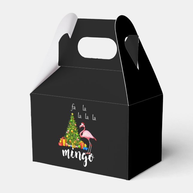 Christmas Pink Flamingo Santa Hat print Favour Box (Front Side)
