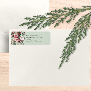 Christmas Pink Floral Spray Elegant Monogrammed