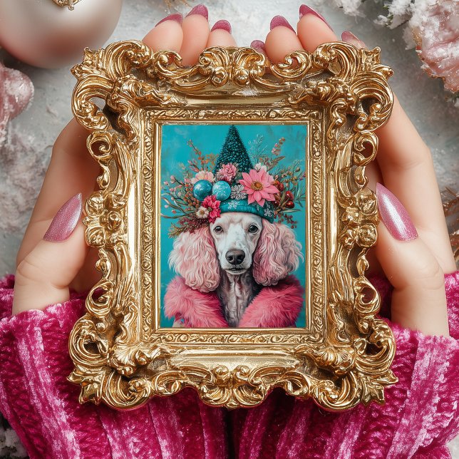 Christmas Pink French Poodle Portrait Decoupage  Tissue Paper (Creator Uploaded)