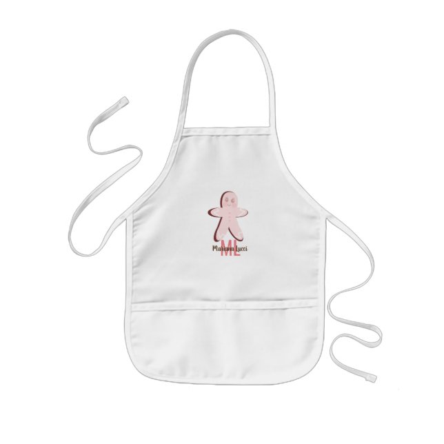 Christmas Pink Gingerbread Frosted Cookie Kids Apron (Front)