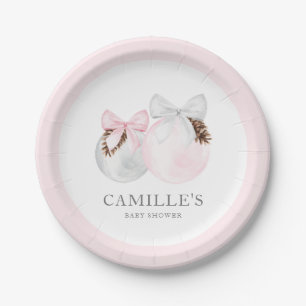Christmas Pink Girl Baby Shower Paper Plate