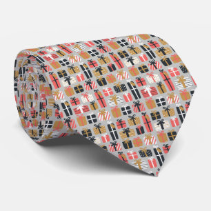 Christmas Pink Gold Black Gift Pattern Holidays Tie