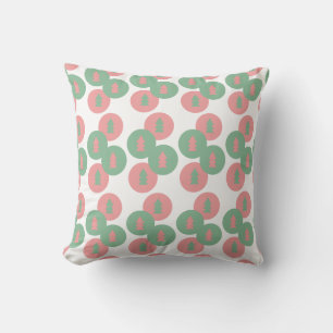 Christmas Pink Green Dot Christmas Tree Festive Cushion