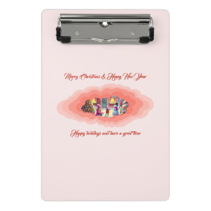 Christmas pink mini clipboard