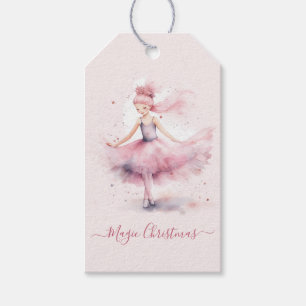 Christmas pink nutcracker ballerina gift tags