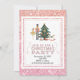 Christmas Pink Nutcracker Ballet Party  Invitation
