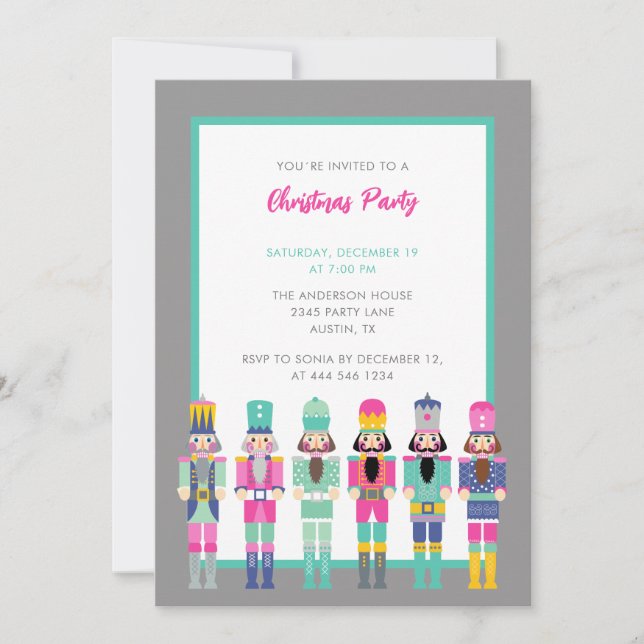 CHRISTMAS PINK NUTCRACKER INVITATION (Front)