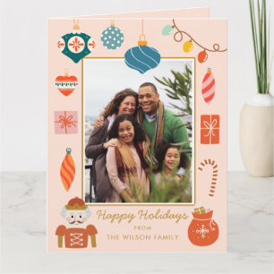 Christmas Pink Ornament Cute Family Photo Card