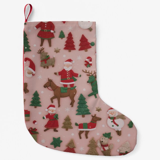 Christmas pink pattern Small Christmas Stocking (Front)