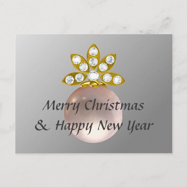 CHRISTMAS PINK PEARL HOLIDAY POSTCARD (Front)
