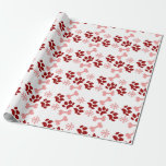 Christmas Pink Red Dog Cat Paws Bones Snowflakes Wrapping Paper<br><div class="desc">Whimsical Snowflakes Dog Cat Pattern Design on Wrapping Paper. Change any Colour Background desired.</div>