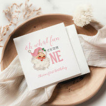 Christmas Pink Santa First Birthday