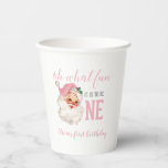 Christmas Pink Santa First Birthday Paper Cups<br><div class="desc">Oh what fun,  it is to be One! Christmas Pink Santa first birthday party cups with watercolor pink santa.</div>
